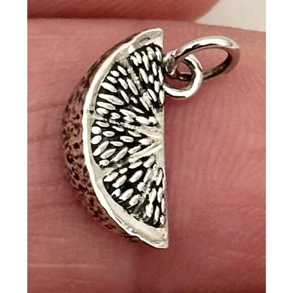 Sterling Silver Orange Slice Charm - Picture 2 of 9